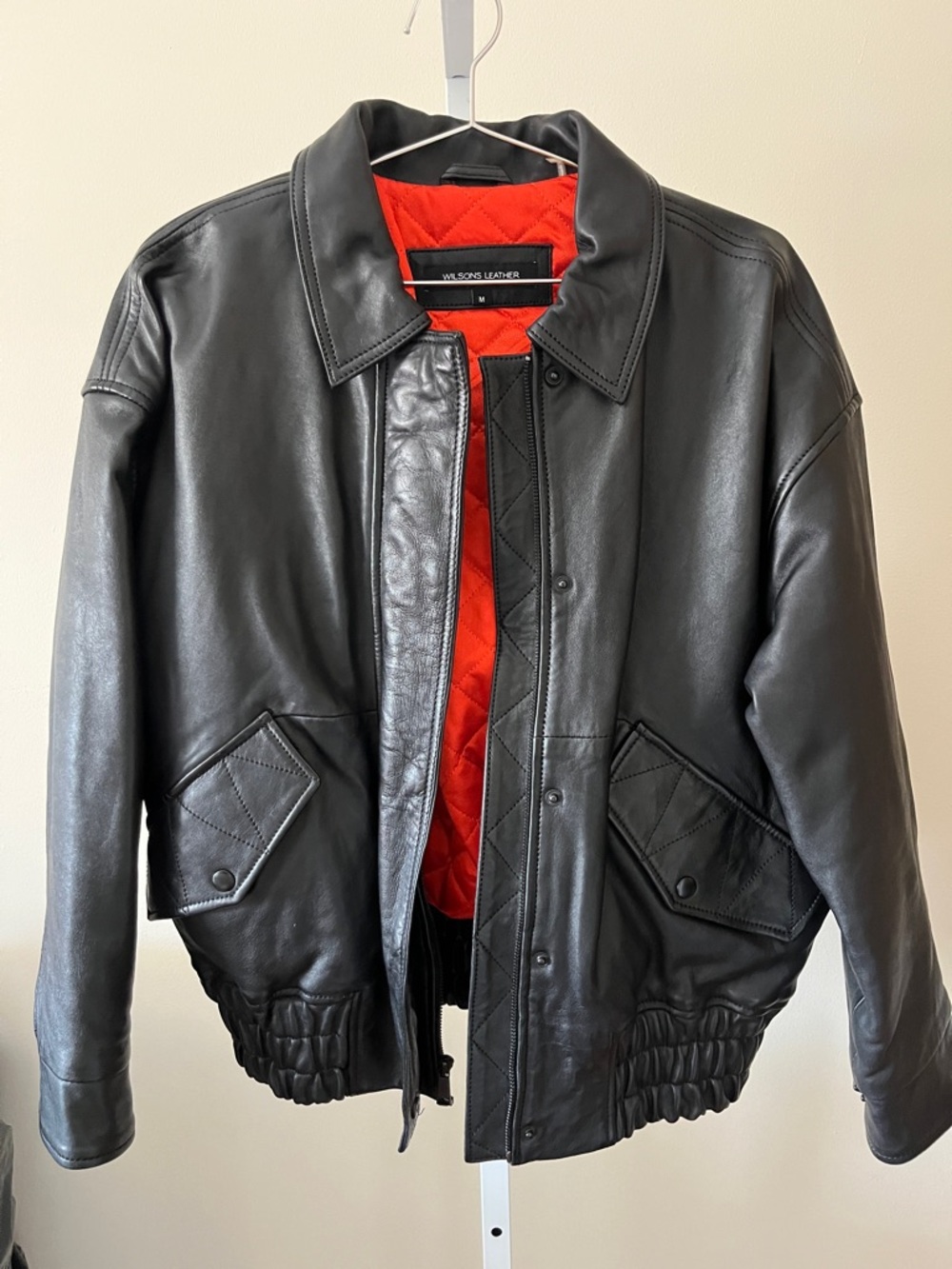 Wilsons Leather Black Leather Bomber Jacket